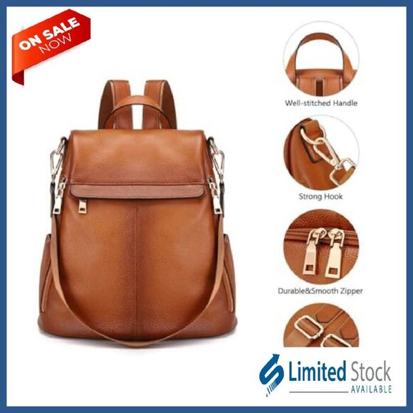 Genuine Leather Anti-Theft Backpack Purse for Women Work Travel main image 5